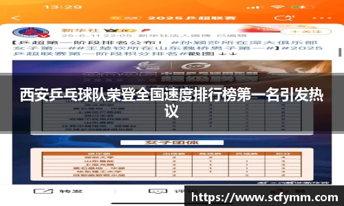 西安乒乓球队荣登全国速度排行榜第一名引发热议